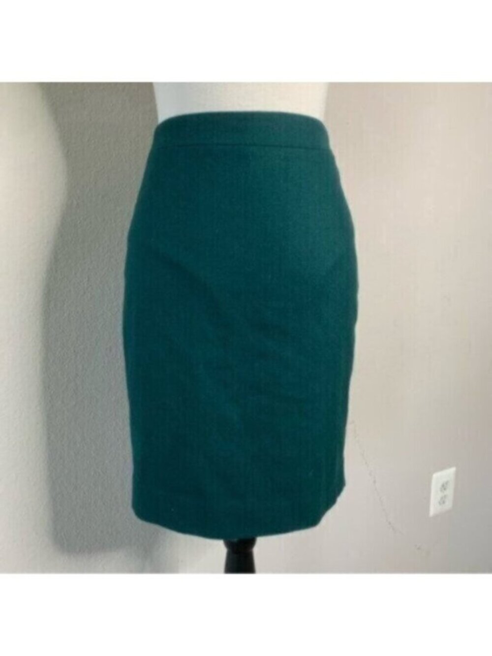 J. Crew Forrest Green Wool Blend Mini Pencil Skirt View 6